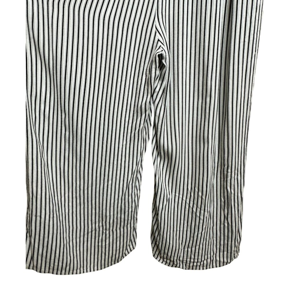 Anthropologie Saltwater LUXE Jumpsuit Large White Black Stripe Wide Leg Boho - Picture 8 of 14